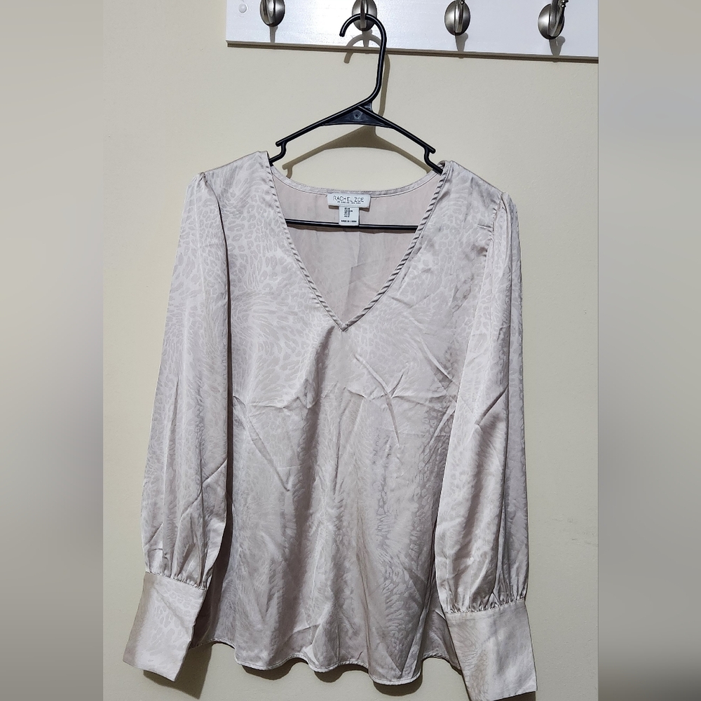 Rachel Zoe Elegant Beige V-Neck Blouse